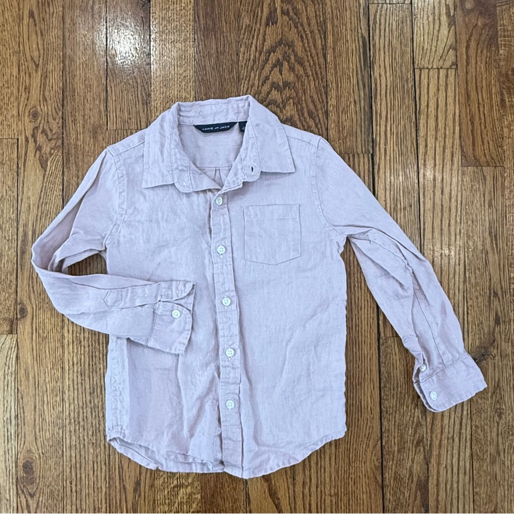 Janie and Jack - Pink Long Sleeve Kids Linen Shirt